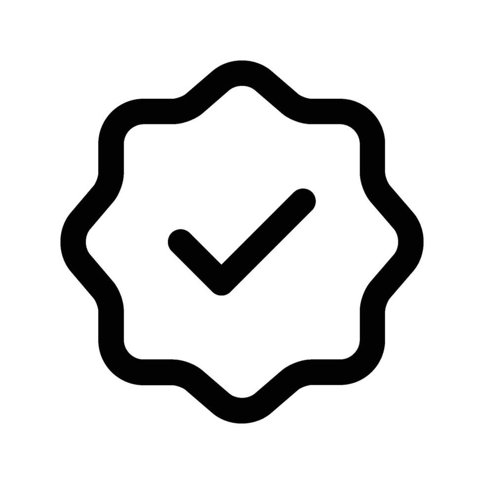 verified social media account icon. Approved profile sign. Tick in rounded corners star. Top page logo. Check mark. safety person in web. illustration. vector