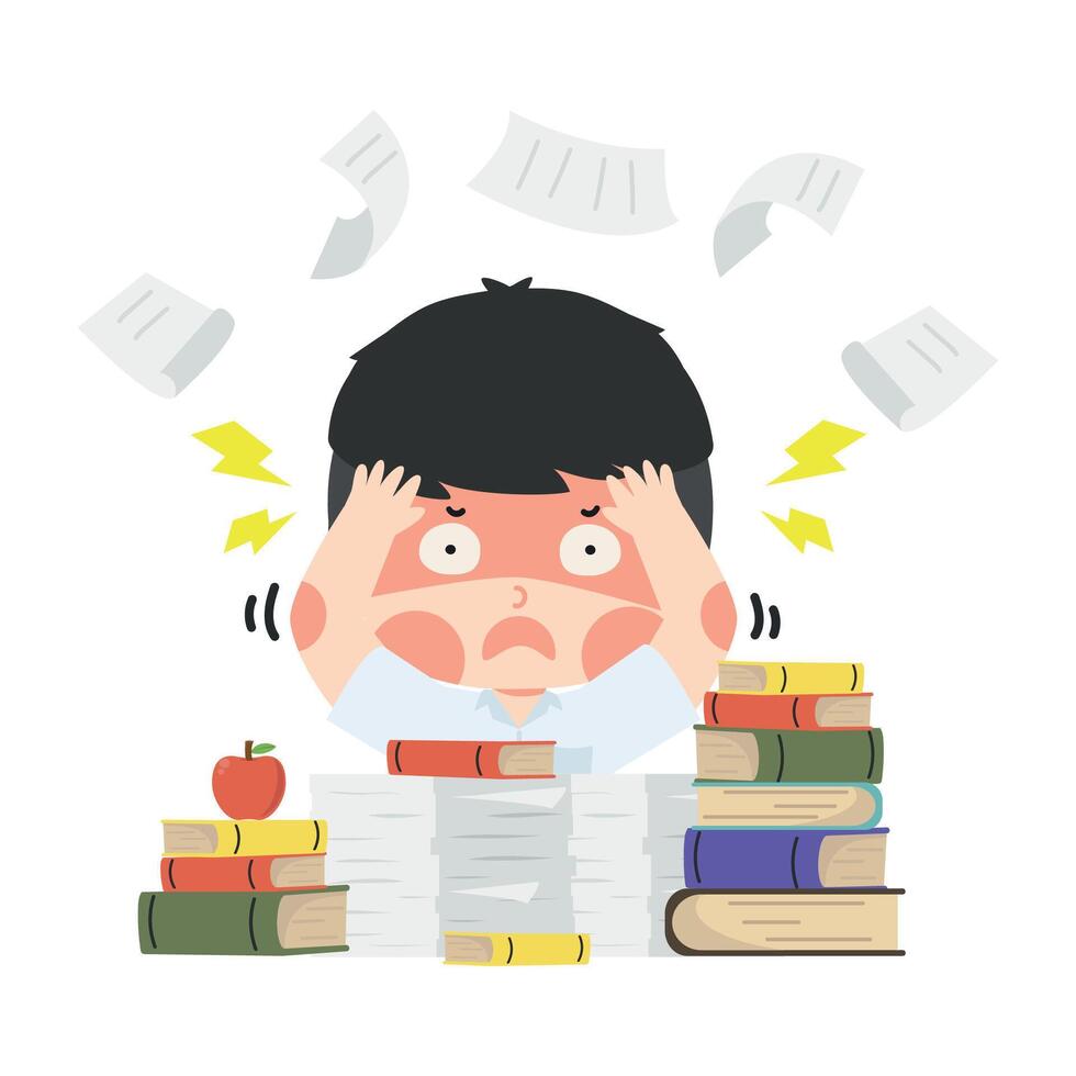 Overworked Elementary School Student vector