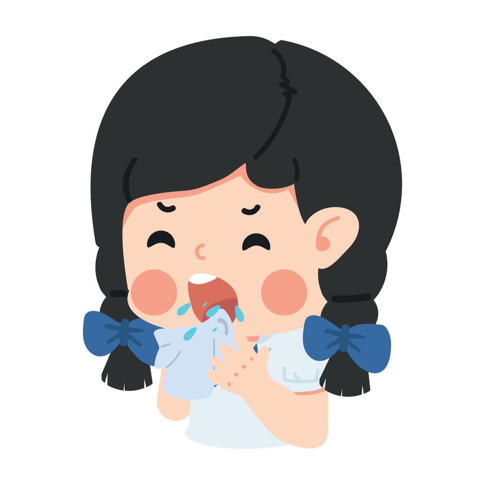 Girl student sneezing and coughing from the flu vector