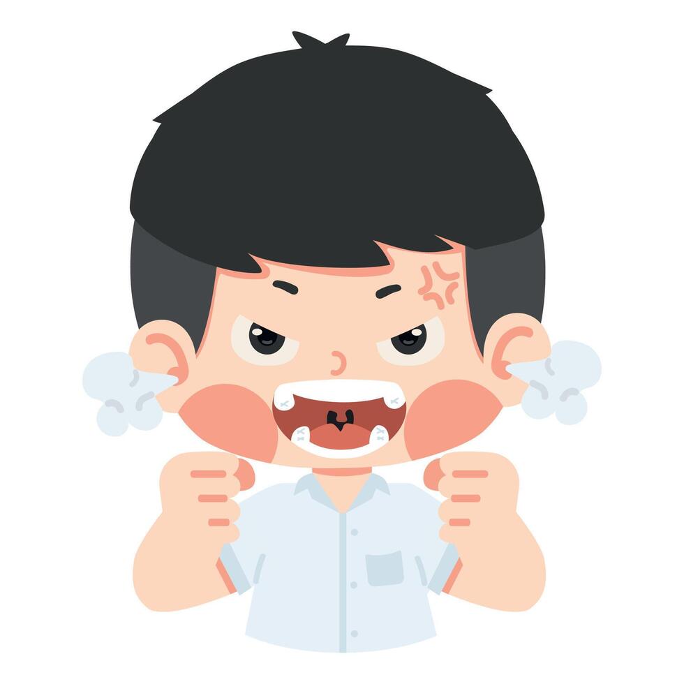 boy student angry pose expression vector