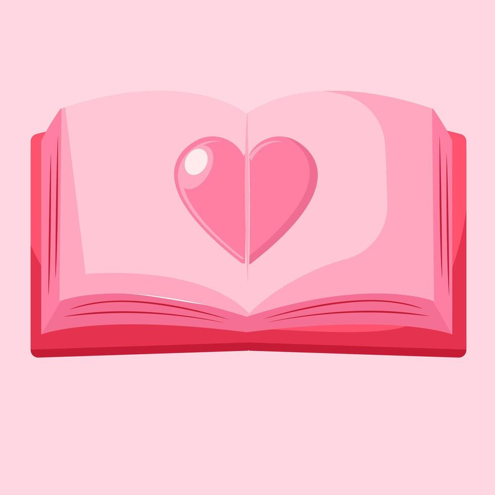 The story of love book, loving book with pink color, smooth pink background color vector