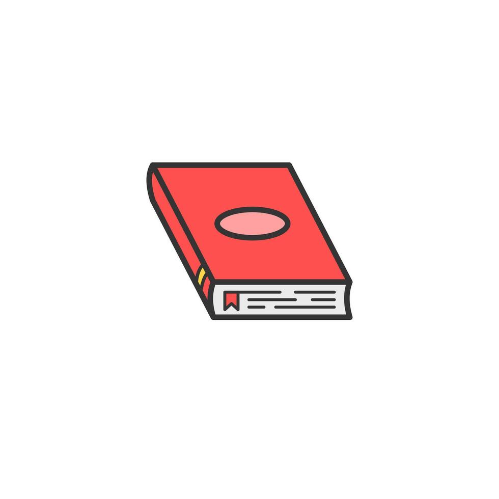 Red Hardcover Book Illustration With Minimalistic Design and Bookmark vector