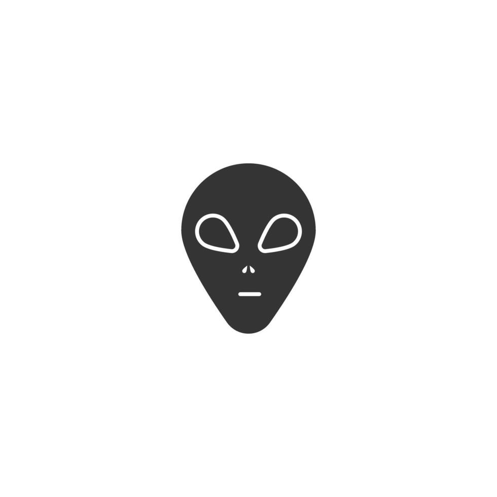 Cute Alien Icon with Silhouette Face and Black Eyes on White Background vector