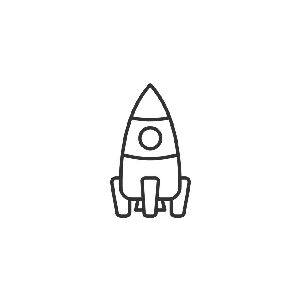 Outline Cartoon Rocket Ship Isolated on White Background vector