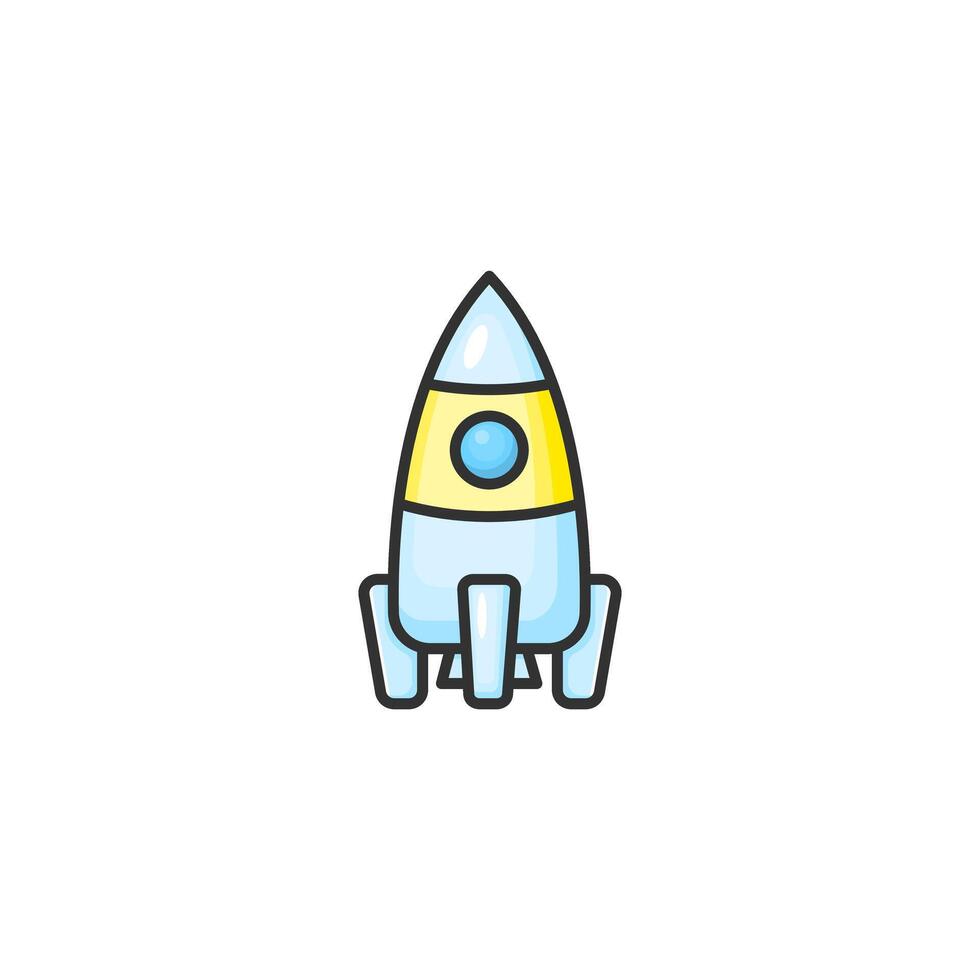 Silhouette Cartoon Rocket Ship Isolated on White Backgroun vector