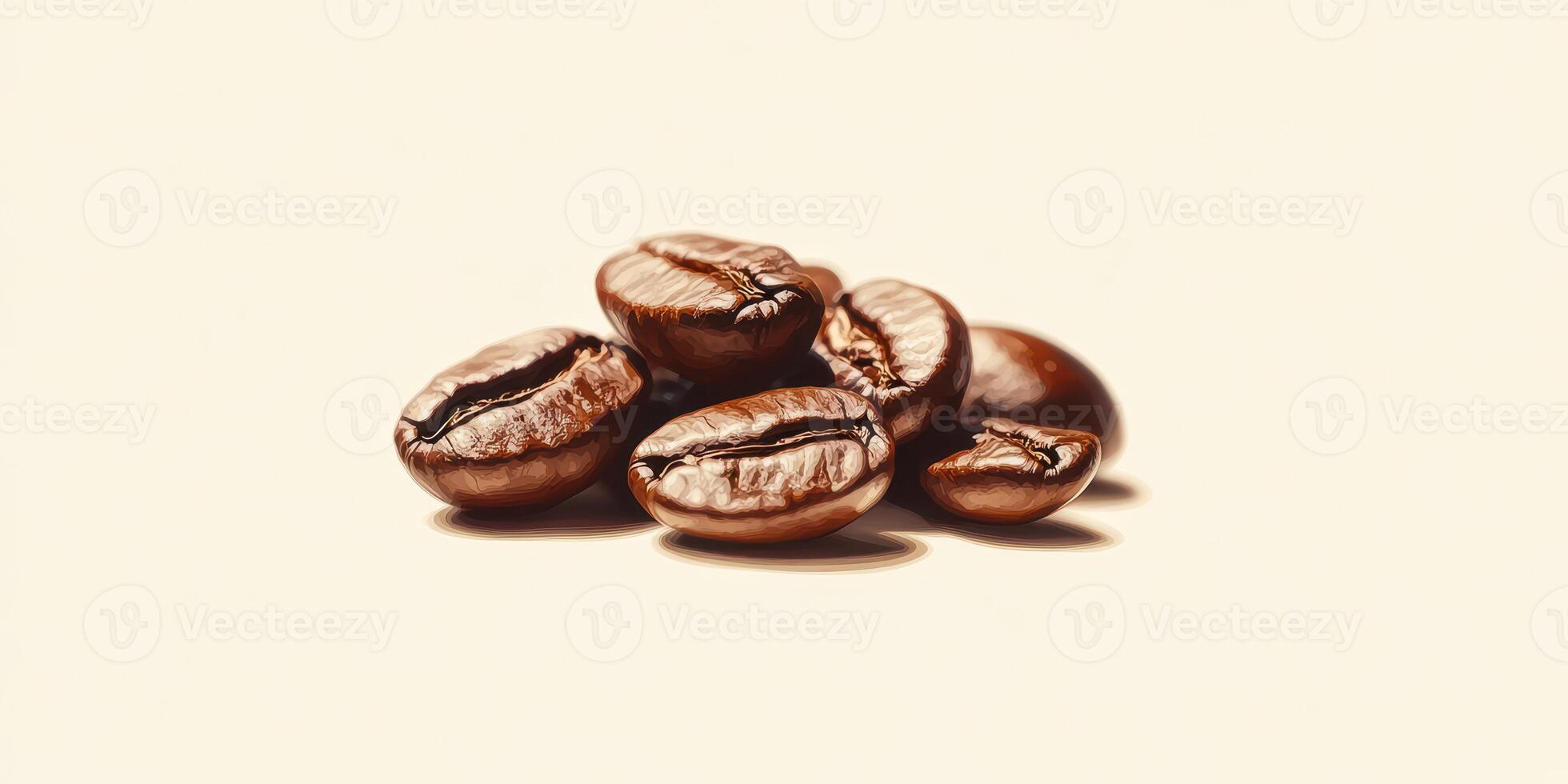Freshly roasted coffee beans arranged on a light background highlighting their rich texture and color photo