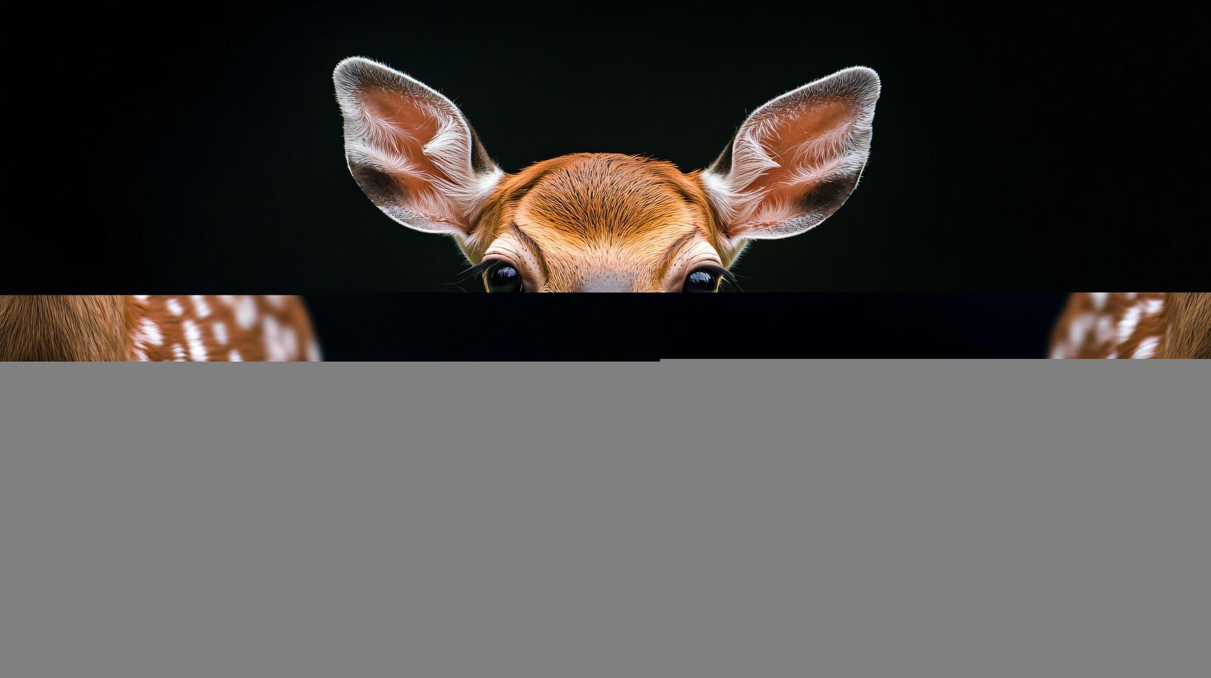 Fawn with gentle eyes and spotted coat stands quietly. photo