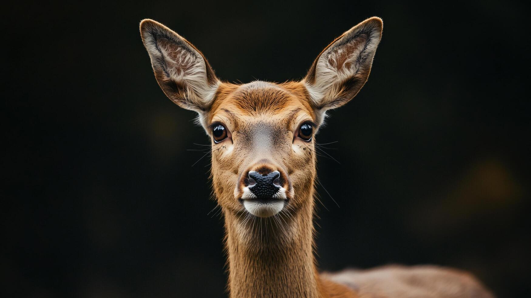 Close-up portrait of a deer with an alert expression. photo