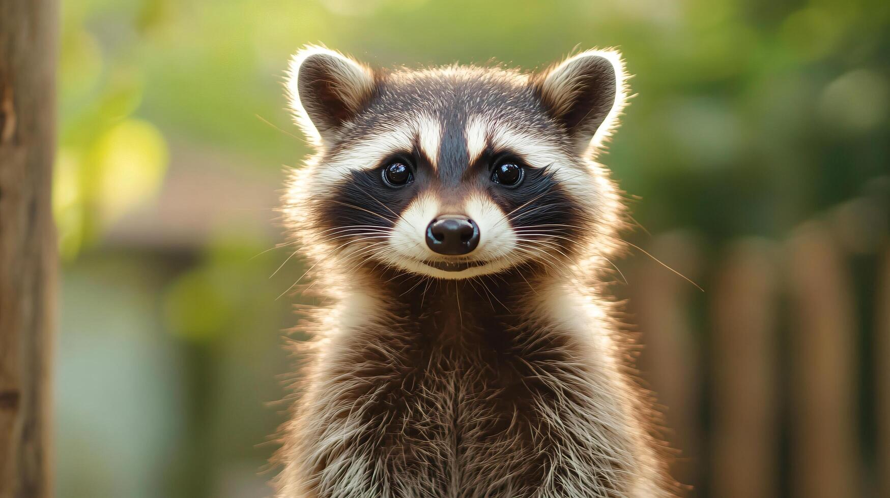 Charming raccoon standing alertly in natural setting photo