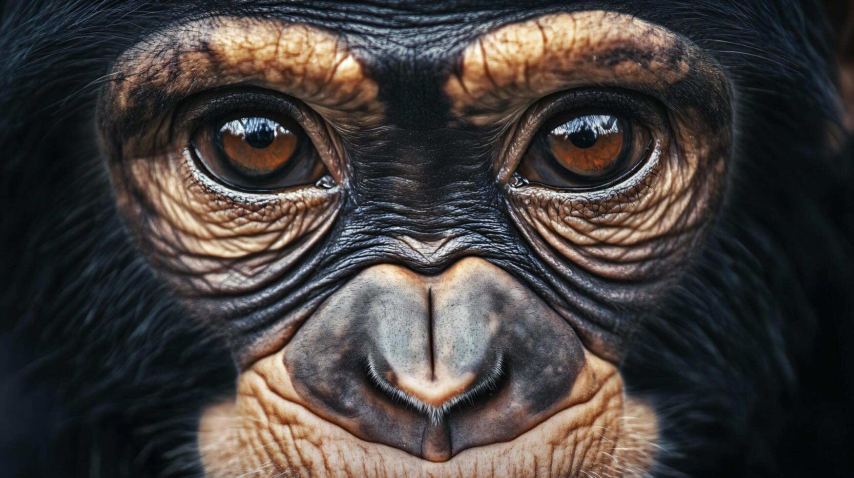 Close-up of chimpanzee face revealing deep empathy photo