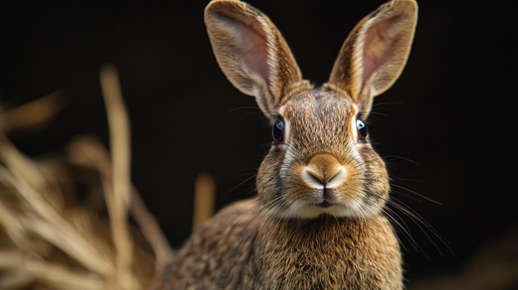Alert rabbit with large ears in natural habitat. photo