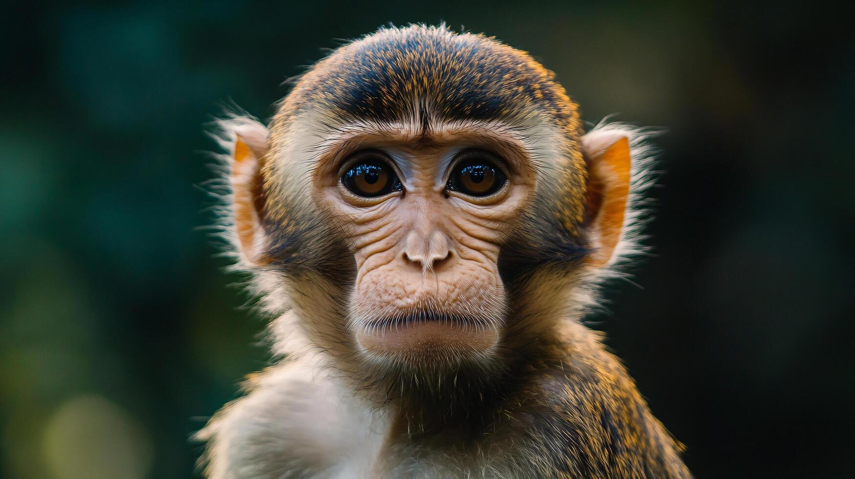 Young monkey displaying curiosity and innocence photo