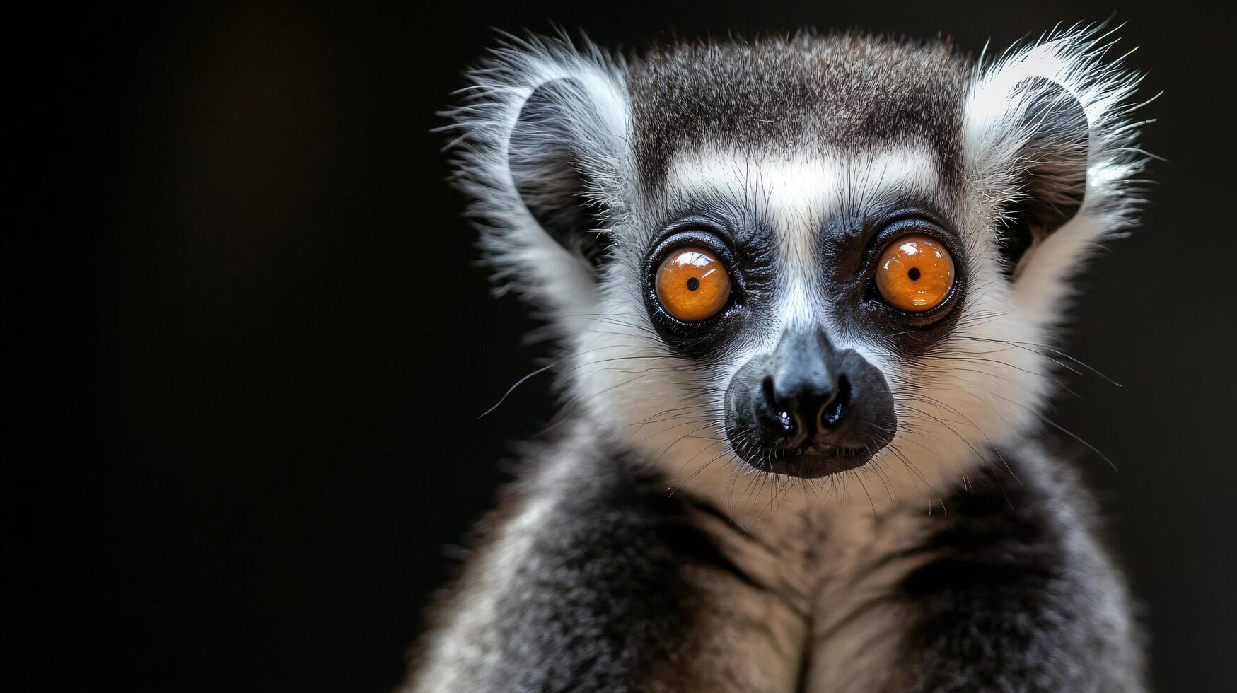 Wide-eyed lemur staring curiously at the camera photo