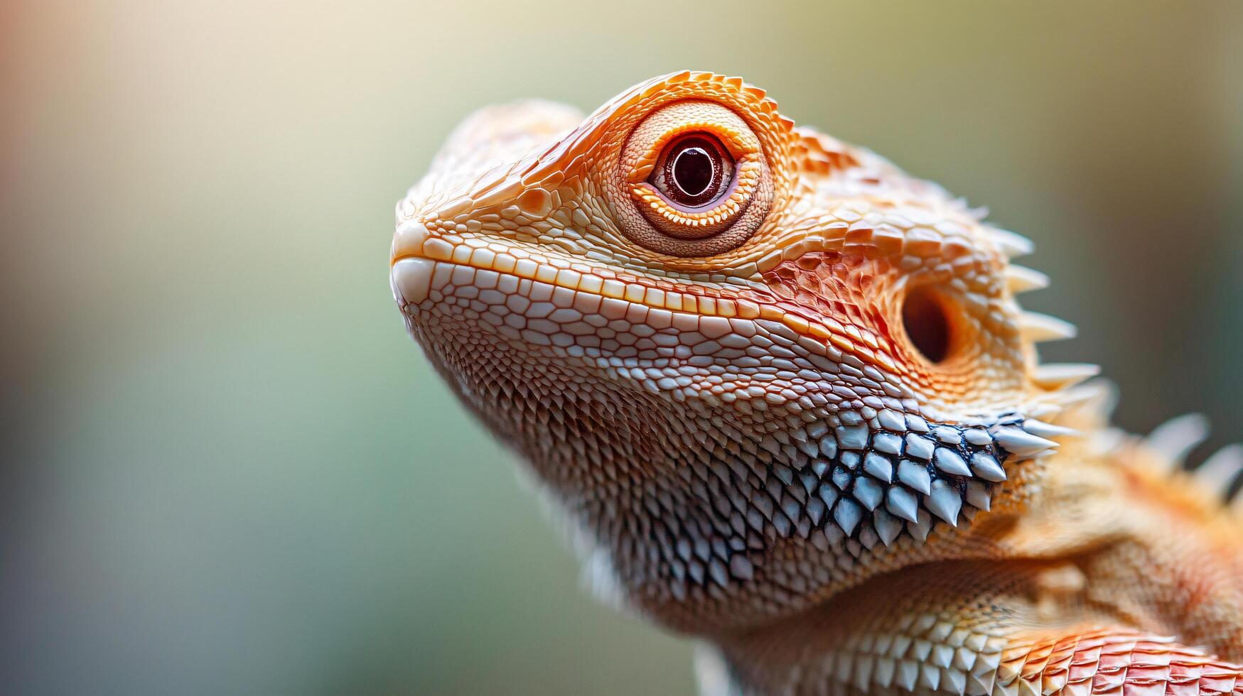 Side profile of a reptile with textured vibrant skin photo