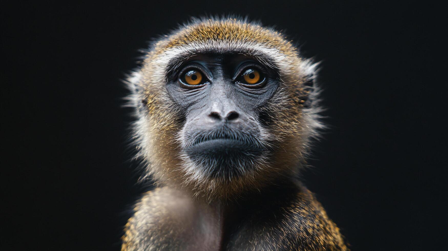 Monkey's expressive gaze in calm and natural setting photo