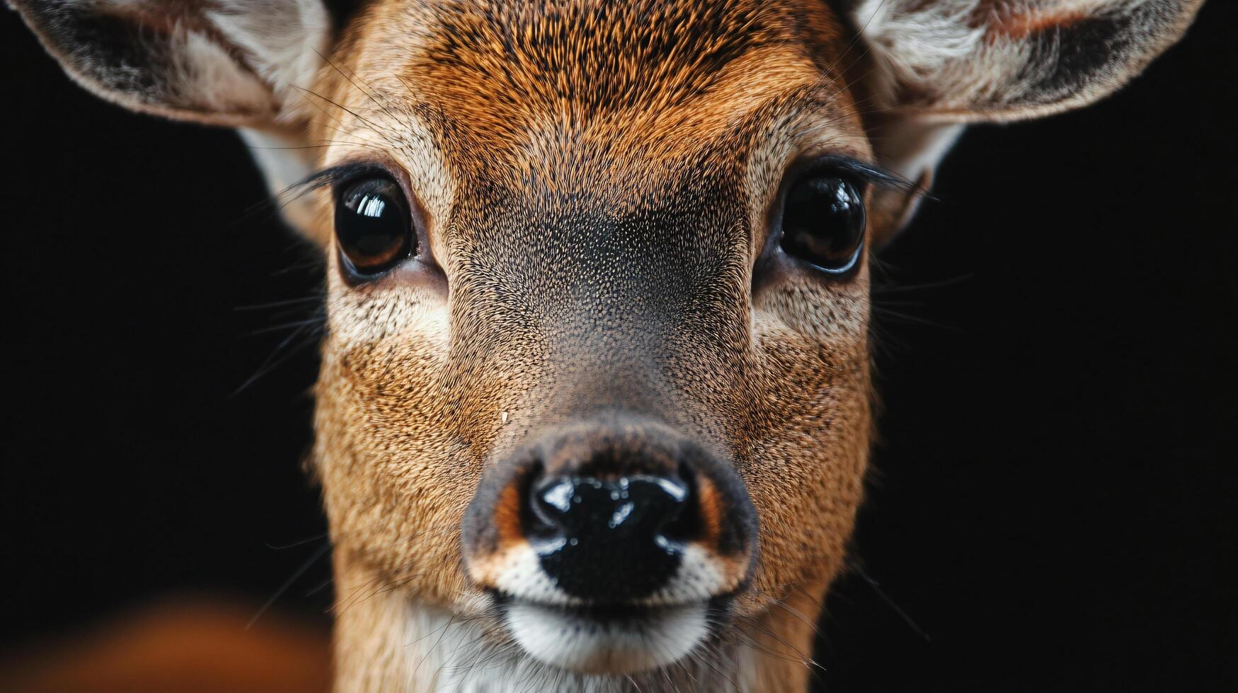 Front view of a young deer with large, inquisitive eyes. photo