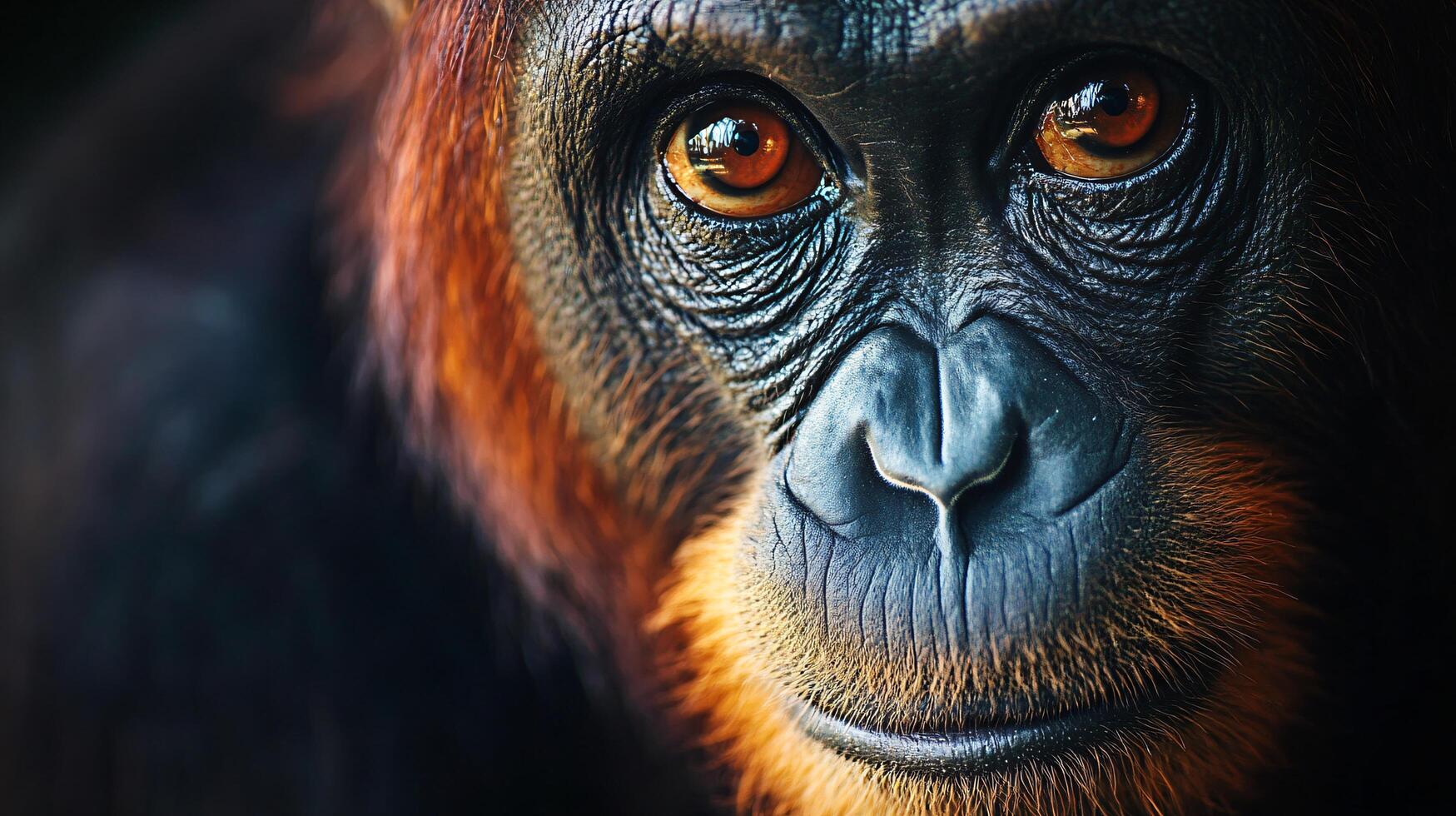 Compelling portrait of an ape exhibiting deep emotion. photo