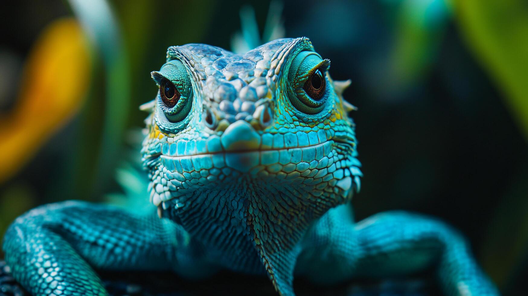 Blue lizard with vibrant scales and vivid patterns. photo