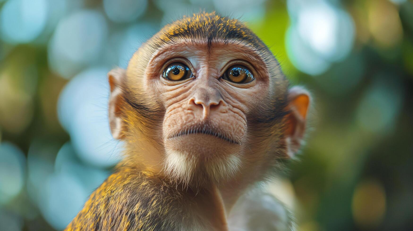 Thoughtful monkey portrait with expressive eyes photo