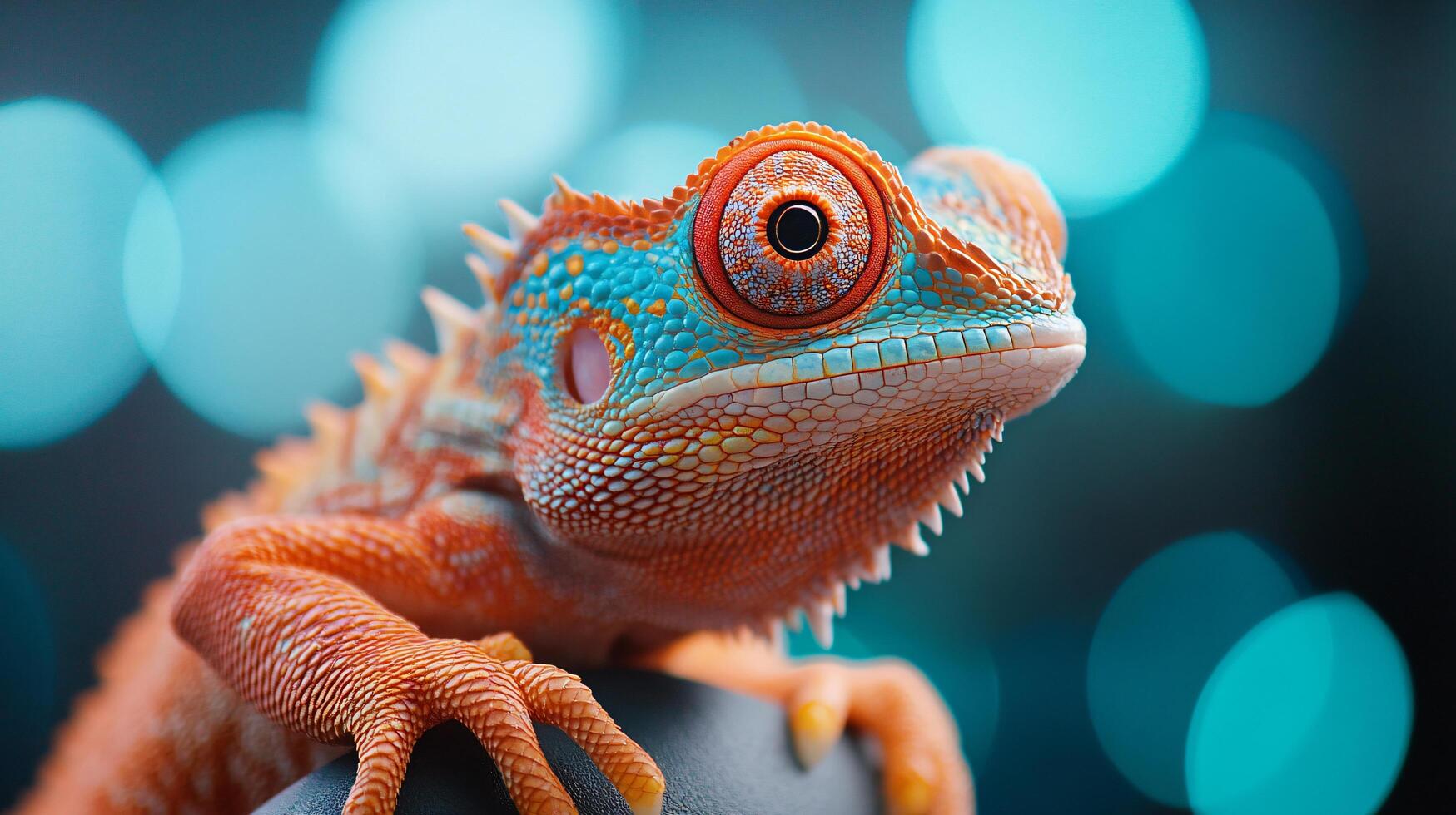 Colorful chameleon with intricate skin texture pattern photo