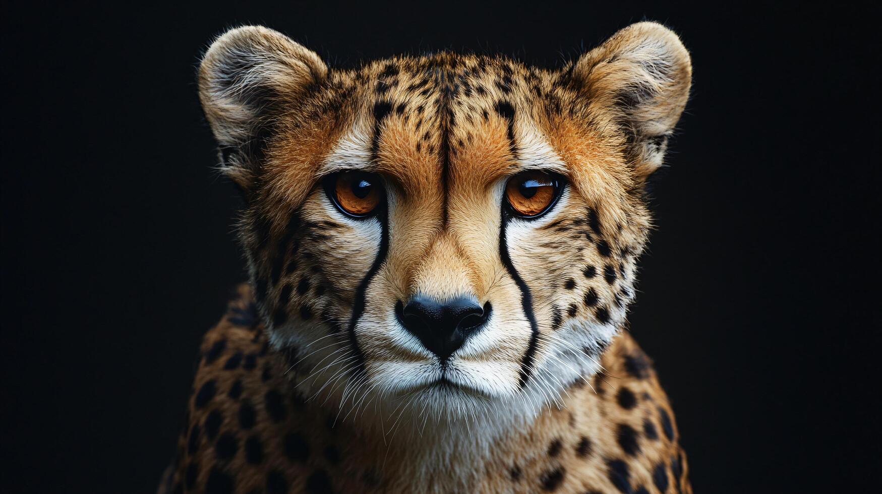 Cheetah's intense face with spotted fur background photo