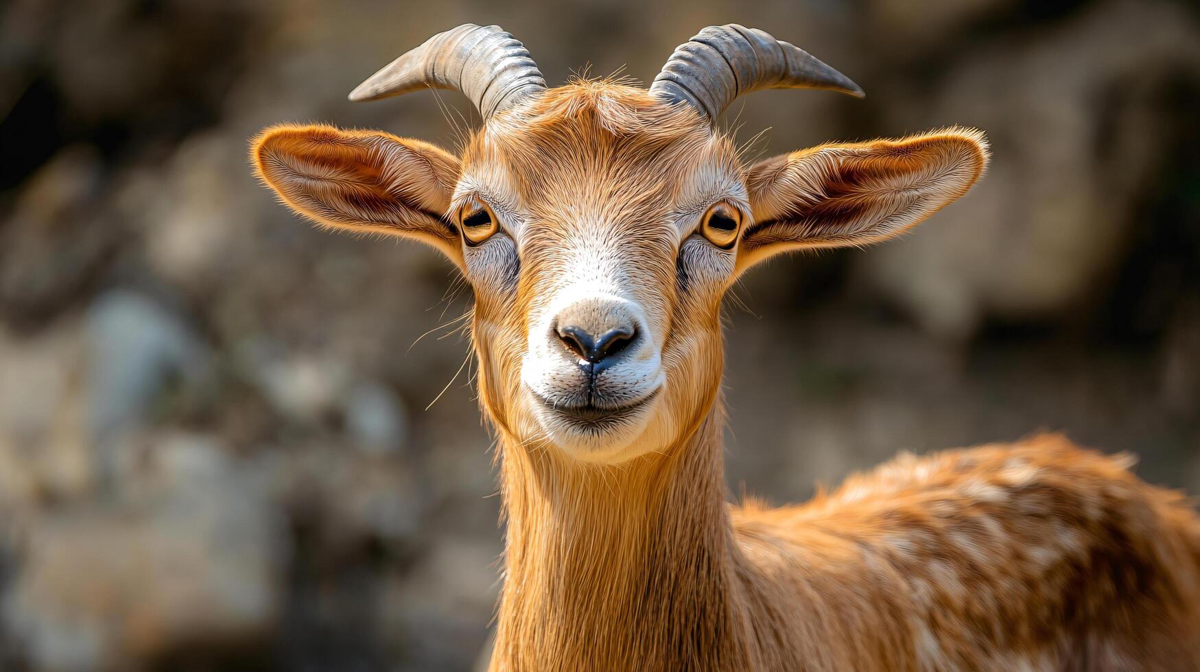 Mountain goat with a distinctively calm expression photo