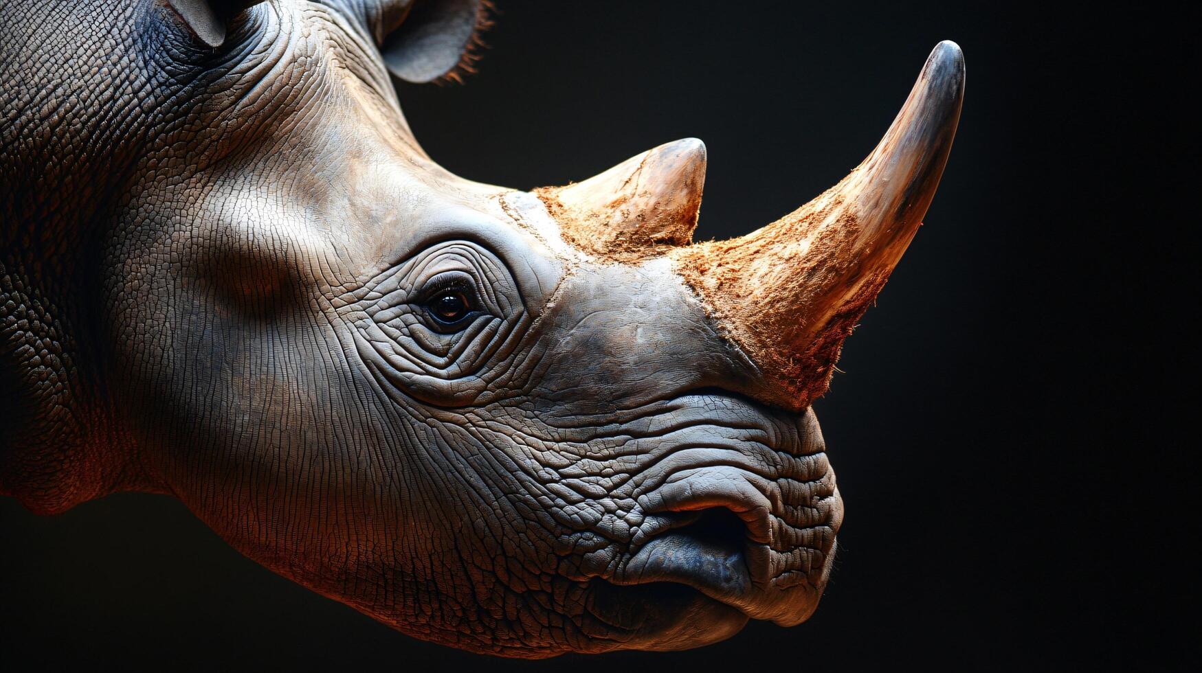 Majestic rhino in a striking profile portrait view photo