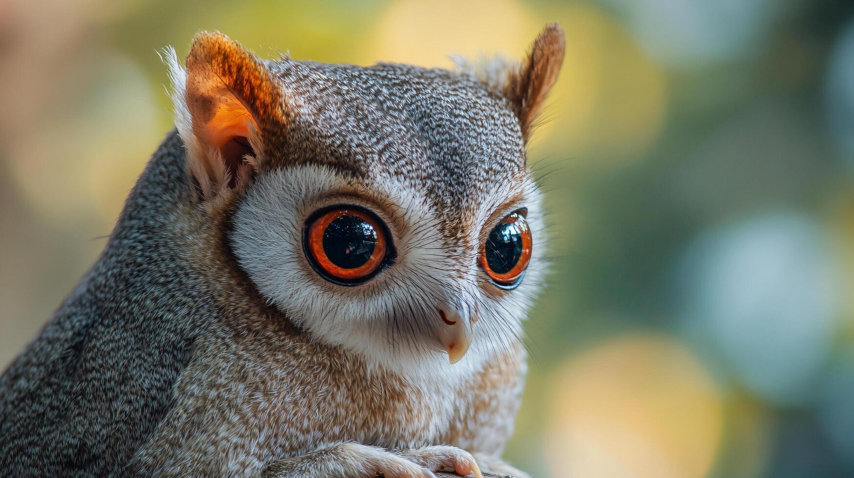 Close-up of an owl with piercing eyes in soft light photo