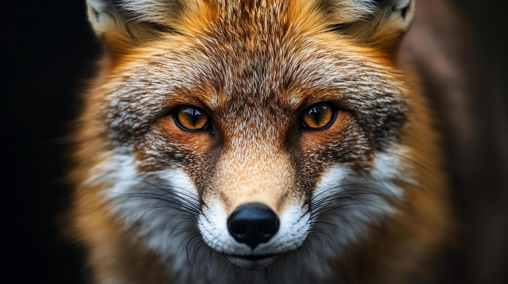 Fox with intense gaze and vibrant fur in focus. photo