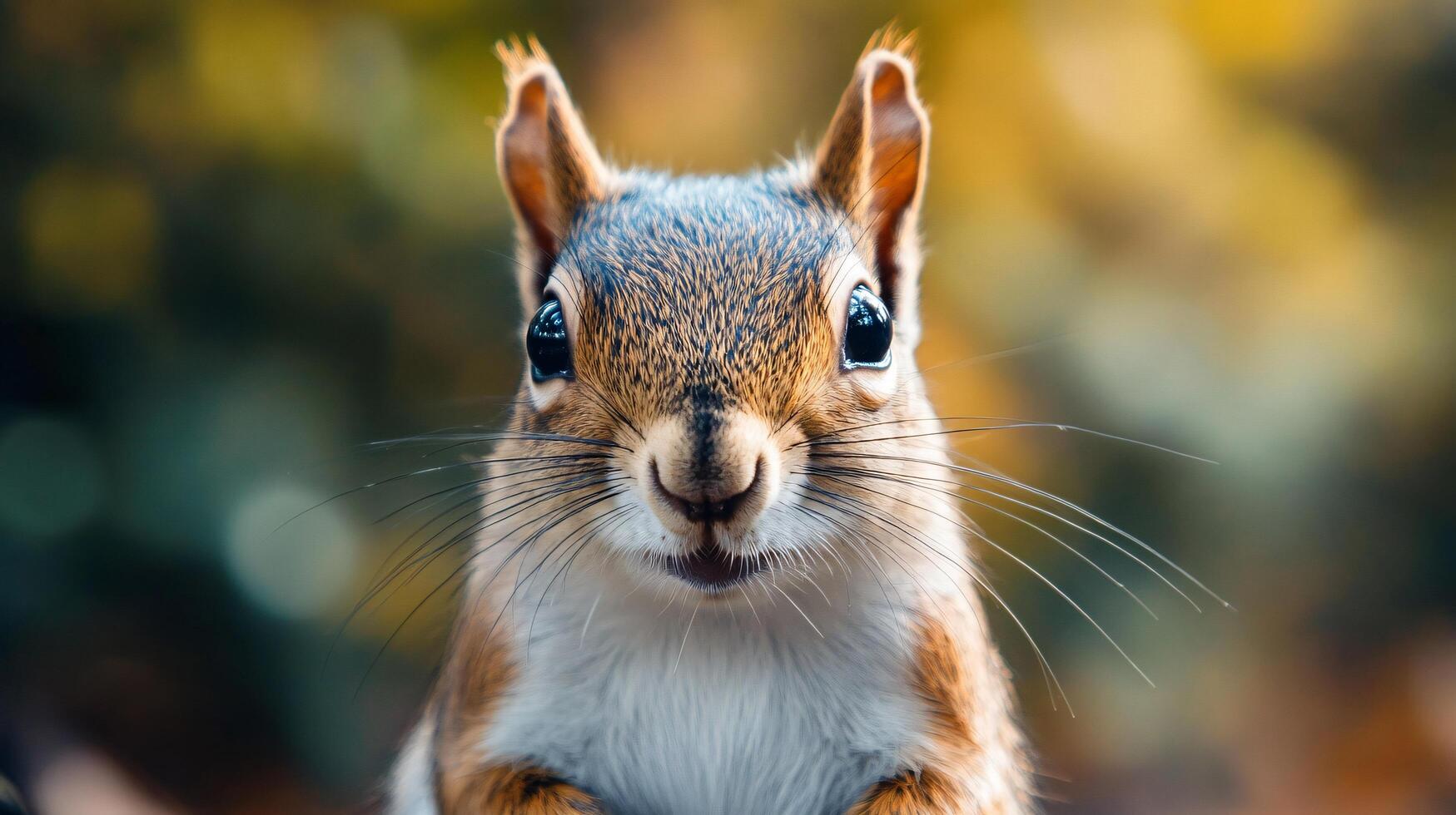Close-up of a curious squirrel with bright eyes photo