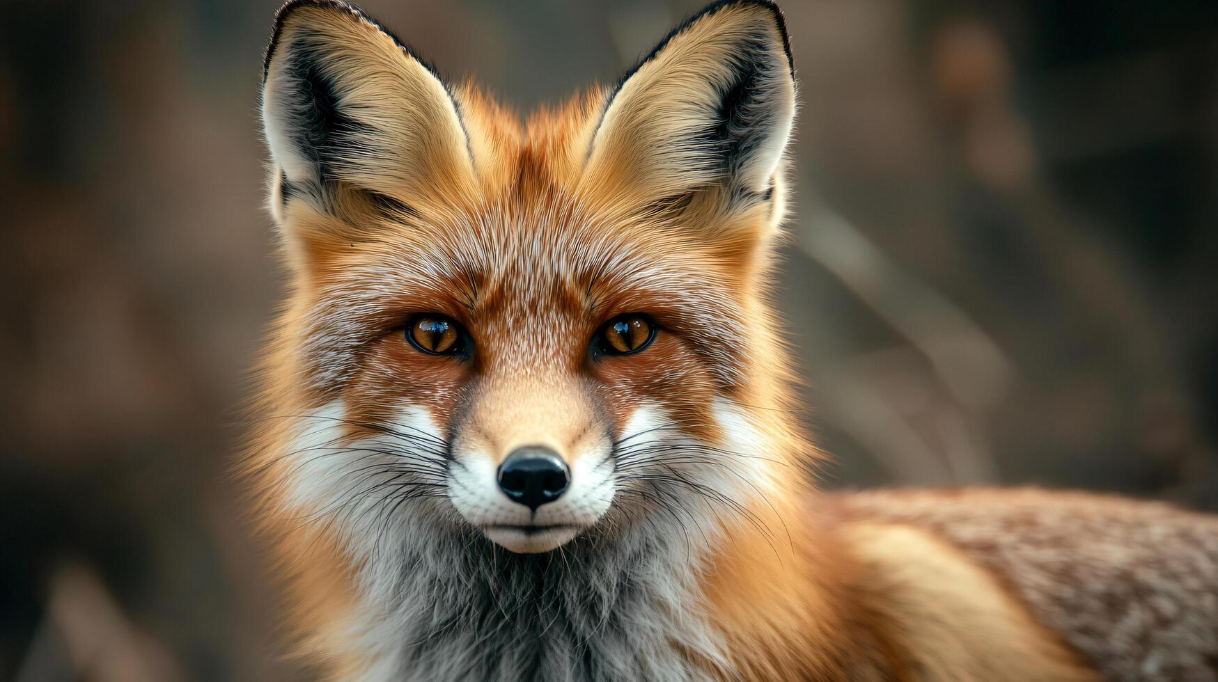 Curious fox staring with sharp eyes and bushy tail photo