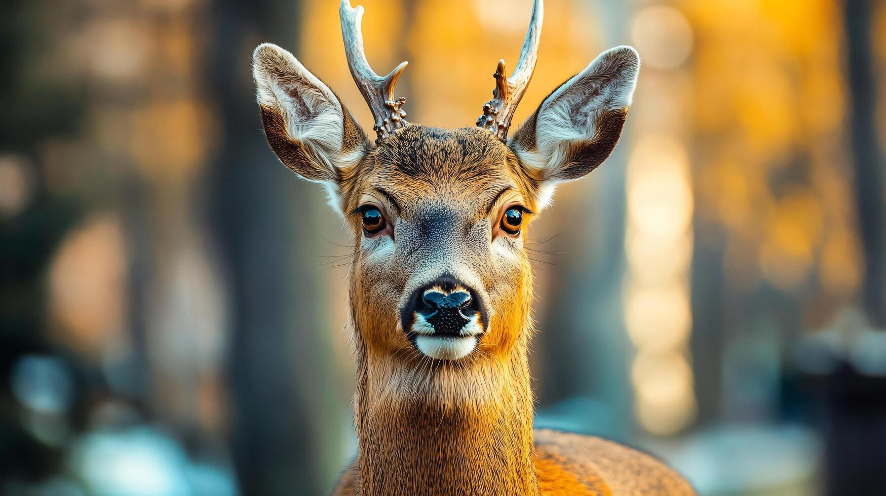 Majestic Deer Staring in Forest with Sunlit Background photo