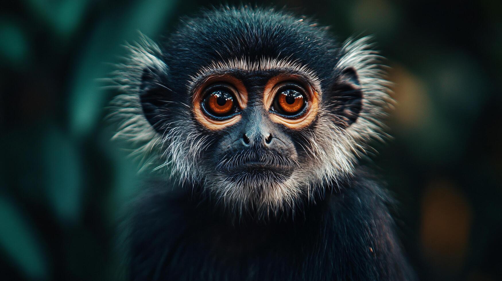 Close-up portrait of an expressive monkey with big eyes photo