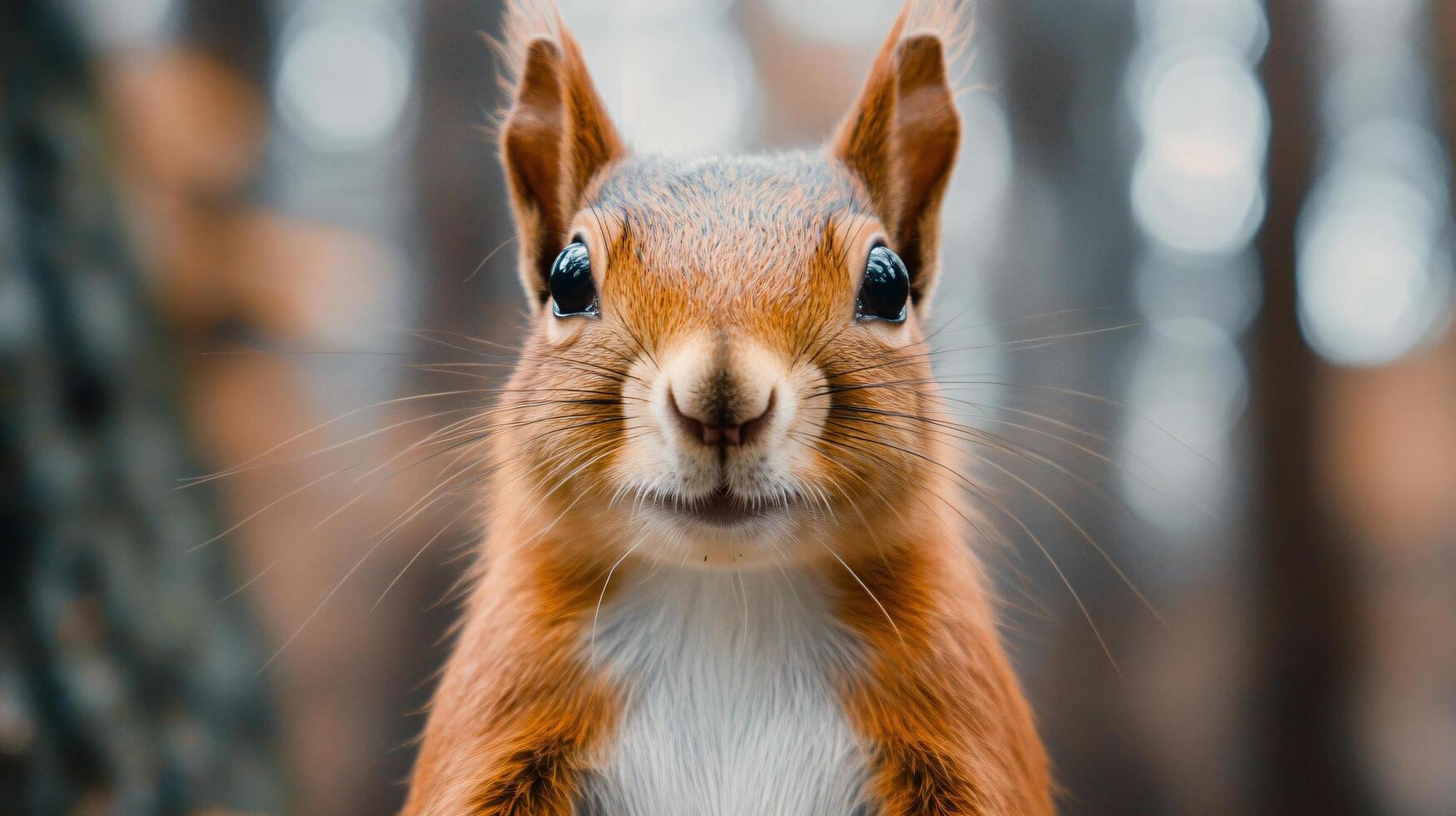Portrait of a cute squirrel facing the camera calmly photo