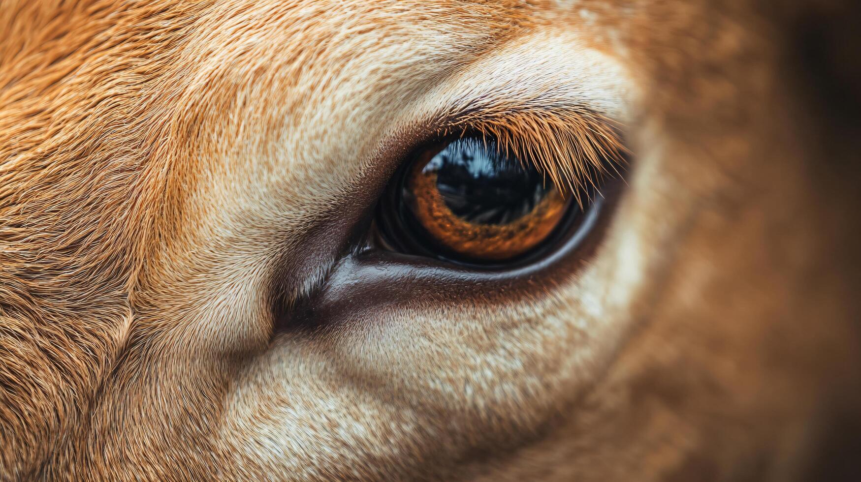 Close-up of a deer's eye with intricate reflections photo