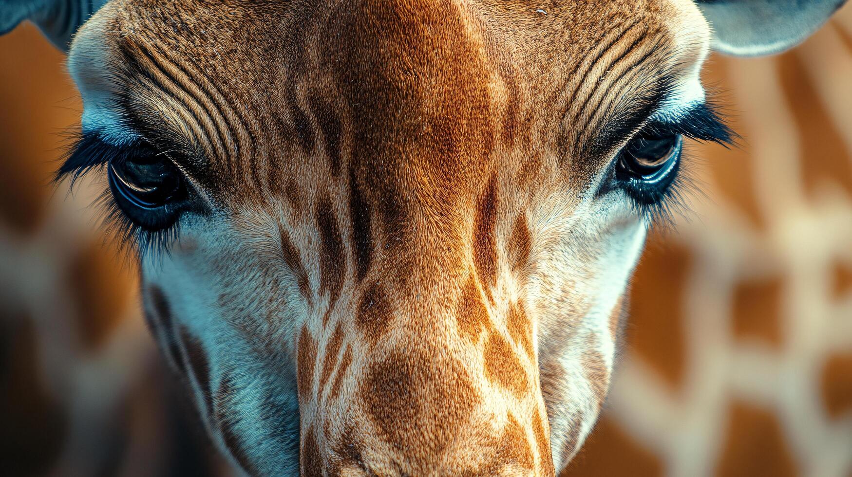 Captivating gaze of a giraffe in close-up portrait photo