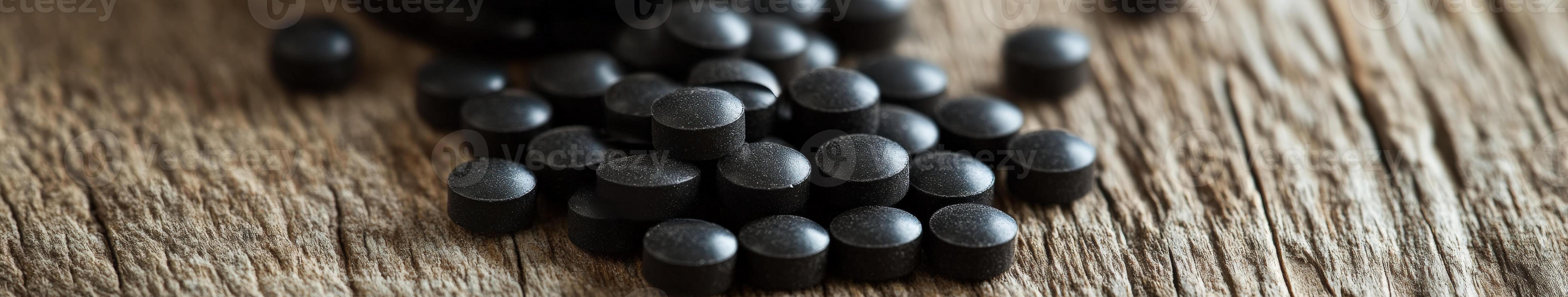 Natural health supplements on wooden surface for wellness enthusiasts photo