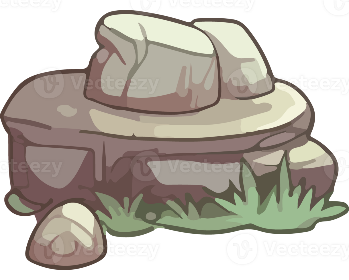 stones and grass nature scene isolated png
