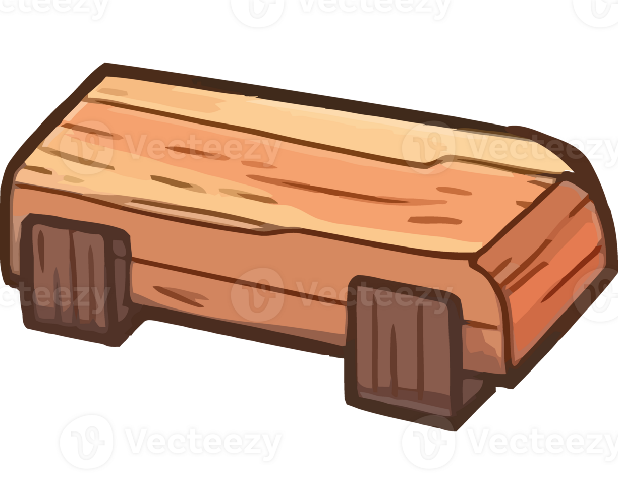 rustic and little wooden bench isolated png