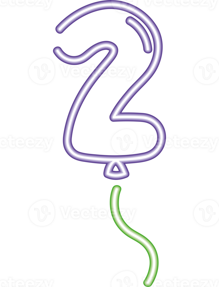 helium neon number two balloon icon isolated png