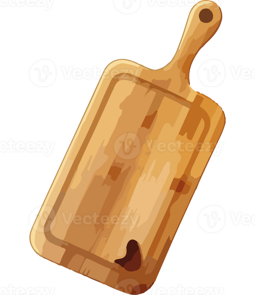 Rustic cutting board, a chef work tool isolated png