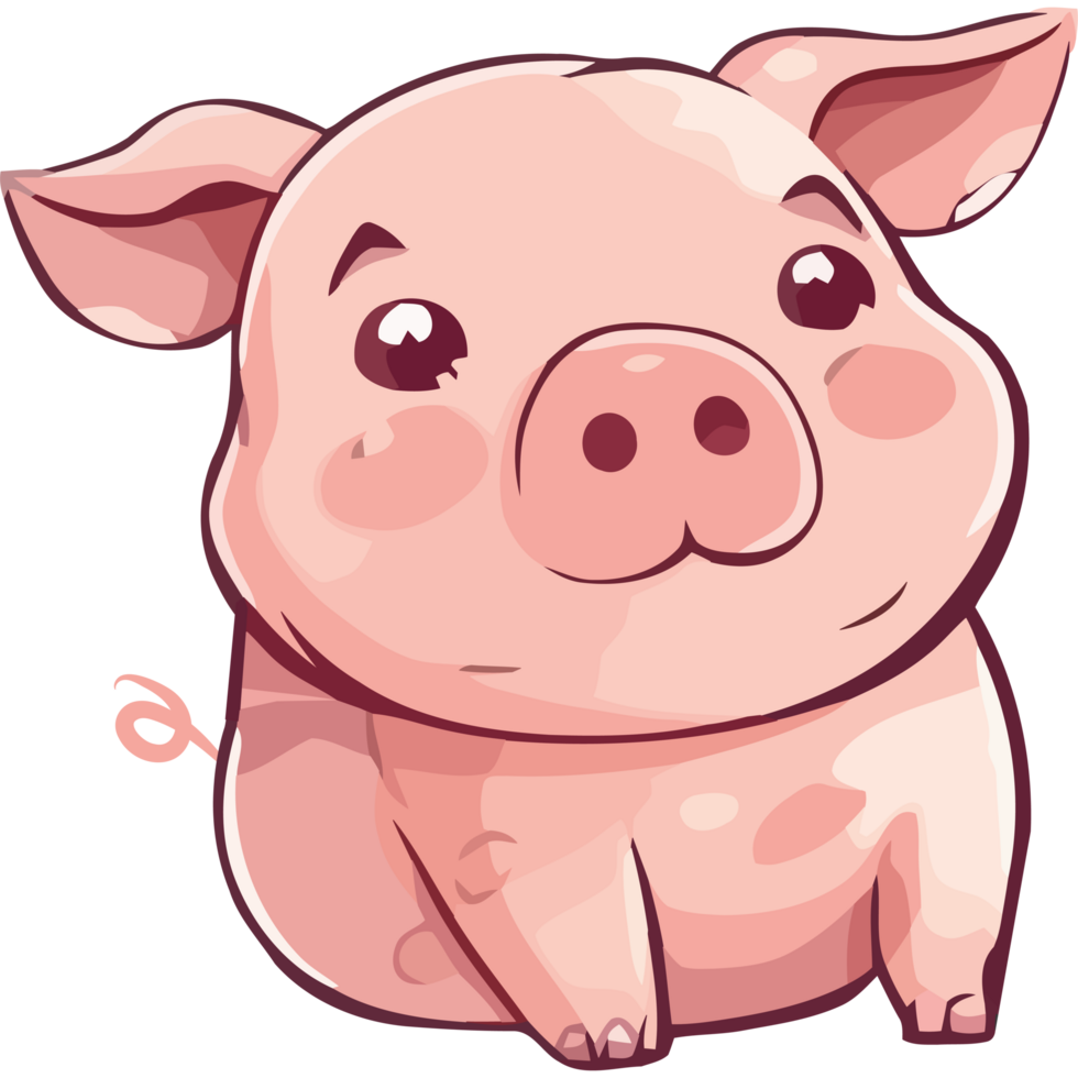 Cute piglet smiling, a farm animal icon isolated png