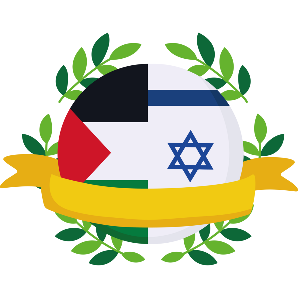 palestine and israel flags with olive branches design png