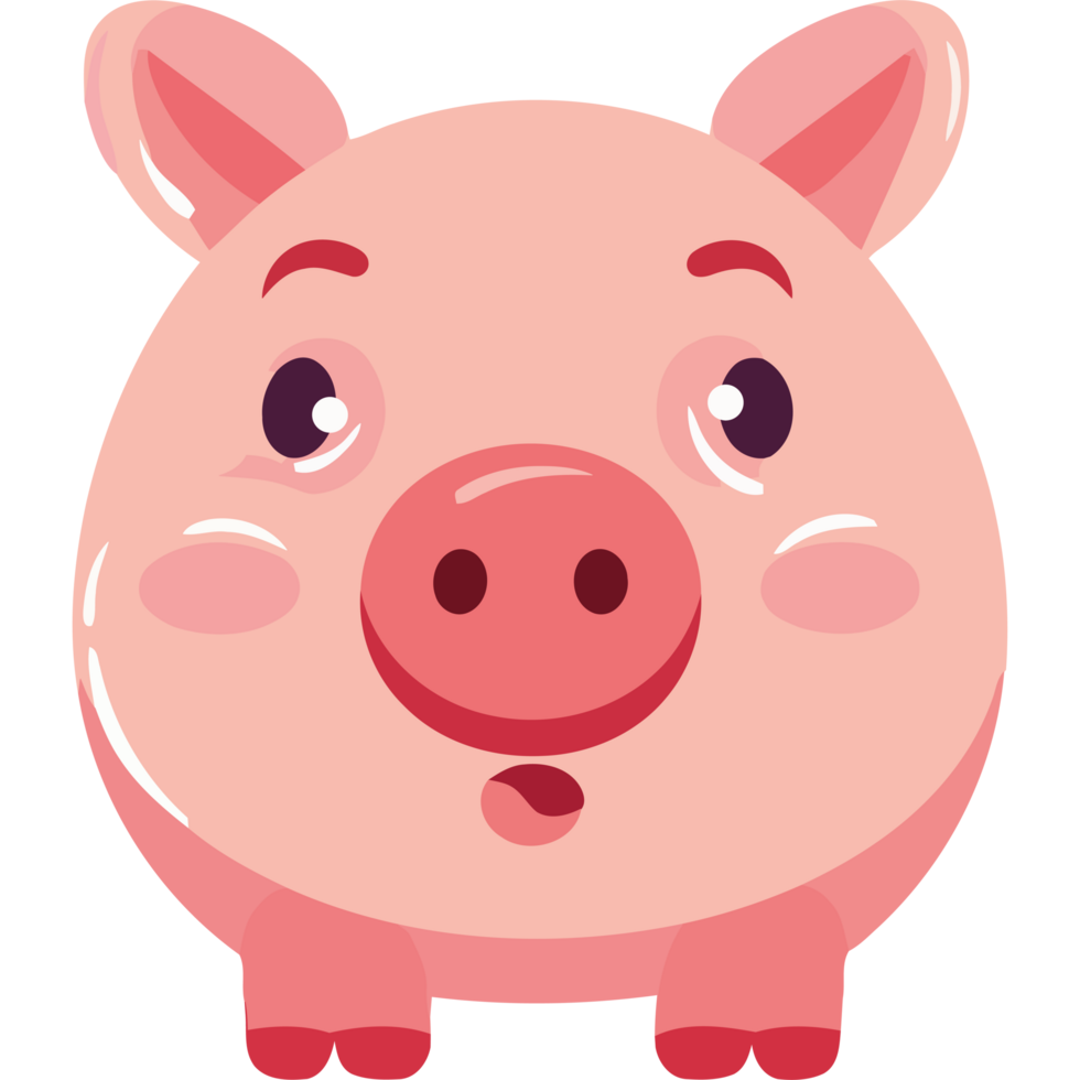 A cartoon pig with a big smile icon isolated png