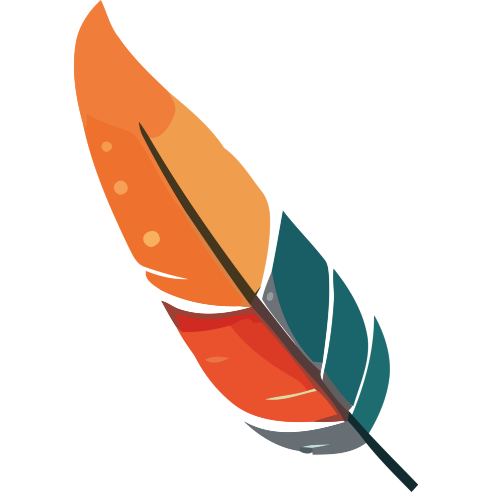 An orange and blue feather icon isolated png