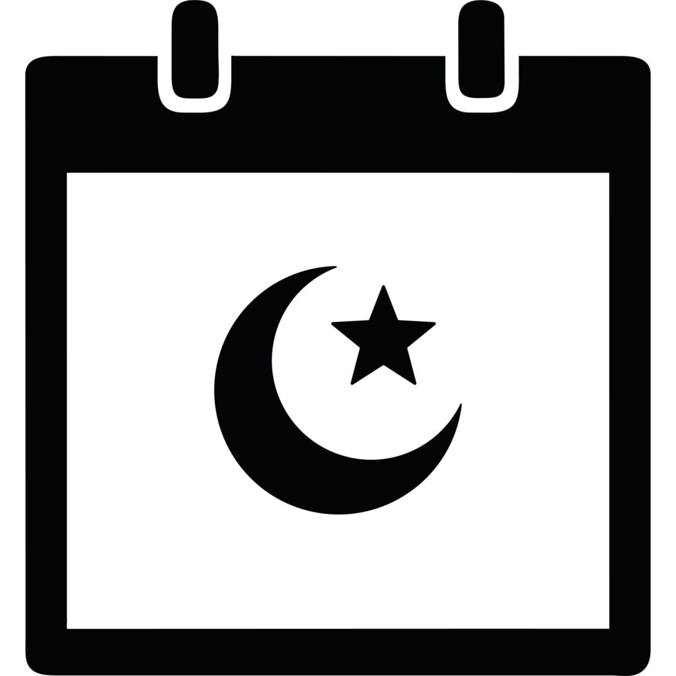 A calendar with a crescent and star on it png