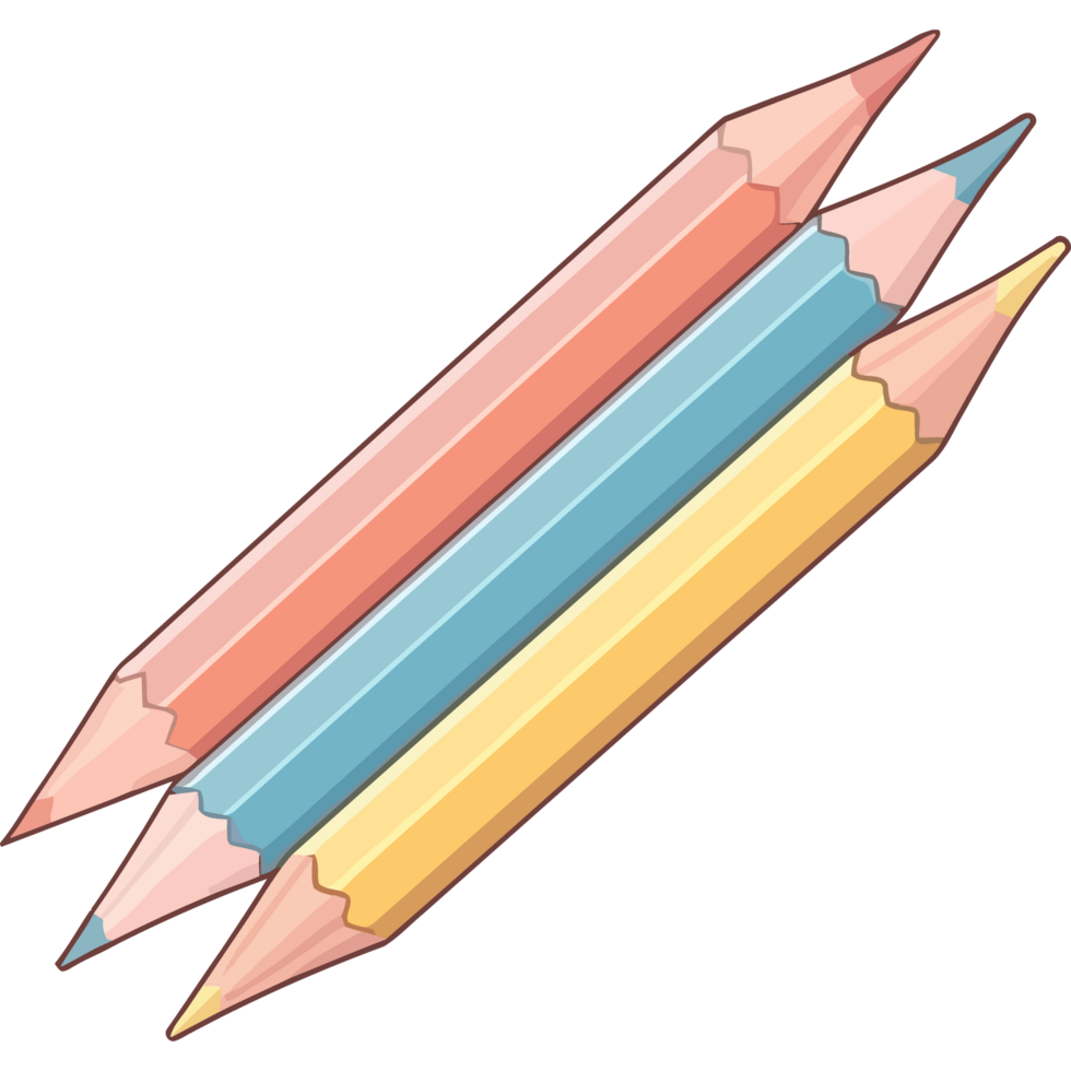 Three colored pencils icon isolated png