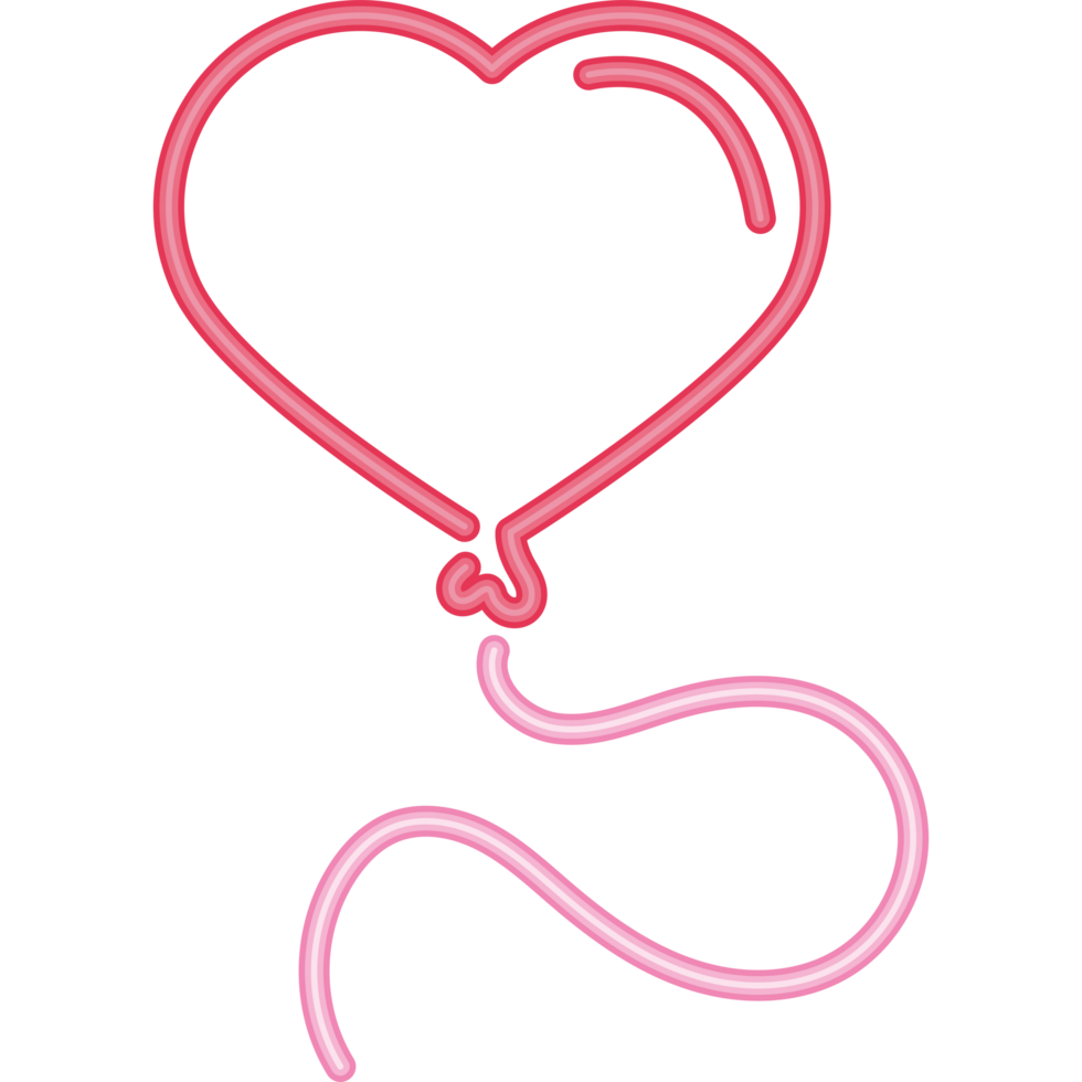 neon heart helium balloons icon isolated png
