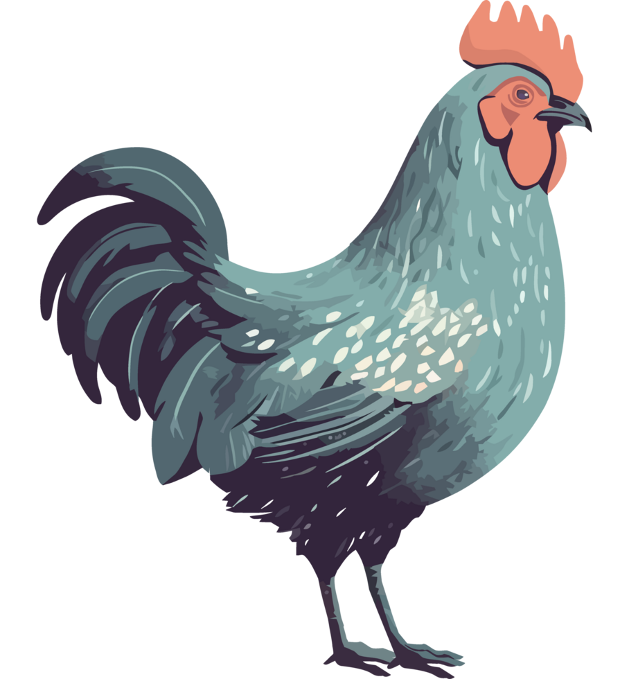 Rooster standing, crowing at dawn icon isolated png