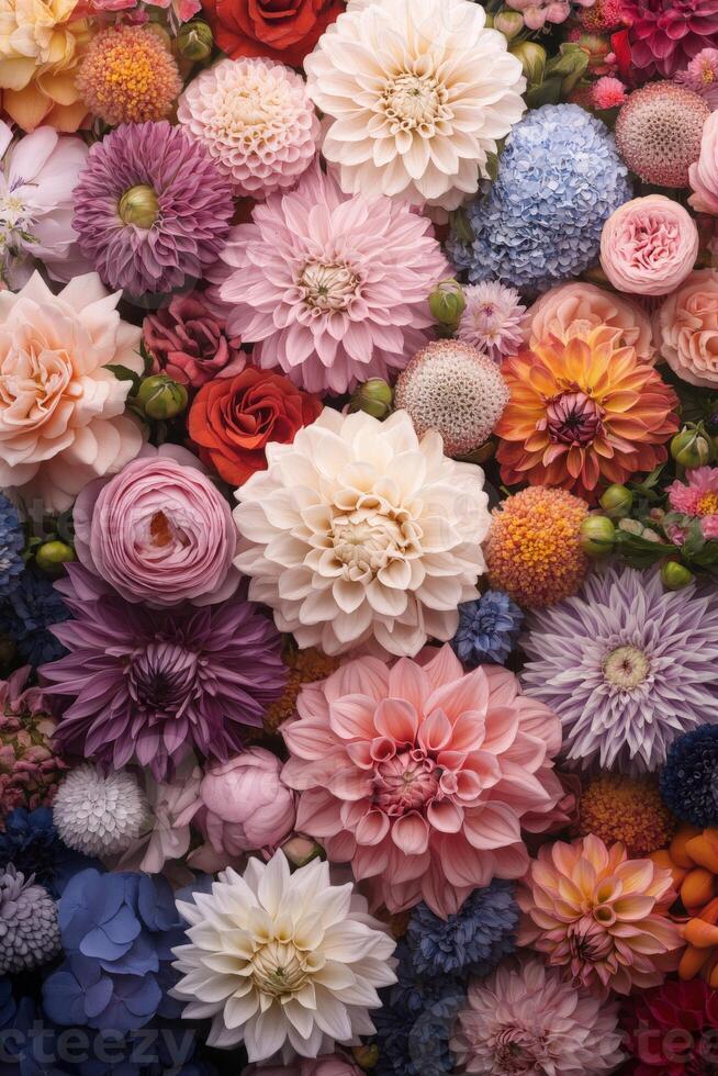 Colorful floral arrangement featuring various blooms in a vibrant display photo